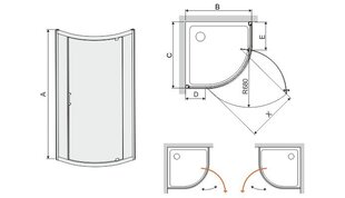 Угловая душевая кабина Sanplast TX KP1DJ/TX5b 80s,  профиль пергамона, украшенный стеклом серый цена и информация | Душевые кабины | hansapost.ee