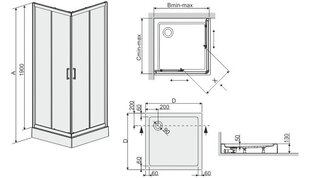 Угловая душевая кабина Sanplast TX KN /TX4b 80s, белый профиль, стекло W14, с поддоном цена и информация | Душевые кабины | hansapost.ee