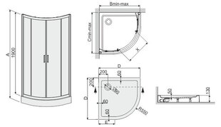 Угловая душевая кабина Sanplast TX KP4/TX4b 90s, профиль матовый серебряный, декорированное стекло cora, с поддоном цена и информация | Душевые кабины | hansapost.ee