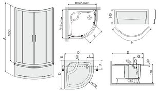 Угловая душевая кабина Sanplast TX kpl-KP4/TX5b/165 80s, профиль матовый серебристый, декорированное стекло grey, с поддоном цена и информация | Душевые кабины | hansapost.ee