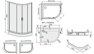 Nurga dušikabiin Sanplast TX KP4/TX5b/L 80x120s, profiil matt hõbedane, dekoreeritud klaas cora, alusega price and information | Shower cabins | hansapost.ee