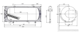 Kombineeritud boiler Dražice OKCV 125 l, horisontaalne hind ja info | Dražice Remondikaubad, sanitaartehnika ja kütteseadmed | hansapost.ee