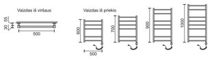 Elektriline käterätikuivati Rosela Round küttekehaga, 500x800 mm, 200W цена и информация | Полотенцесушители | hansapost.ee