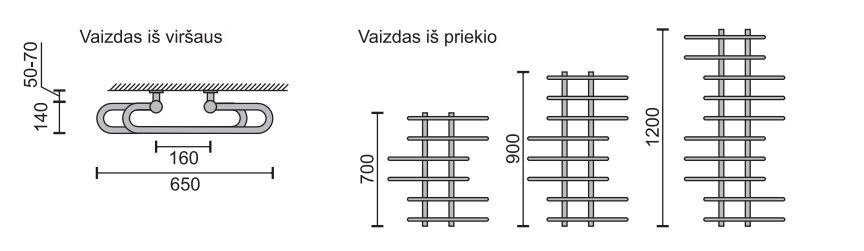 Käterätikuivati Rosela Akord, Matt teras, 650x900 mm, 420W hind ja info | Käterätikuivatid ja vannitoa radiaaotrid | hansapost.ee