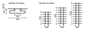 Elektriline käterätikuivati Rosela Gama küttekehaga, Matt teras, 500x1200 mm, 300W цена и информация | Полотенцесушители | hansapost.ee