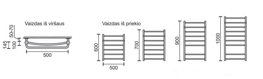 Käterätikuivati riiuliga Rosela Sonata Plus, 500x700 mm цена и информация | Käterätikuivatid ja vannitoa radiaaotrid | hansapost.ee