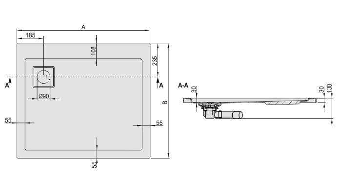 Dušialus Sanplast Space Line B/Space 70x100x3, manhatan hind ja info | Dušialused | hansapost.ee