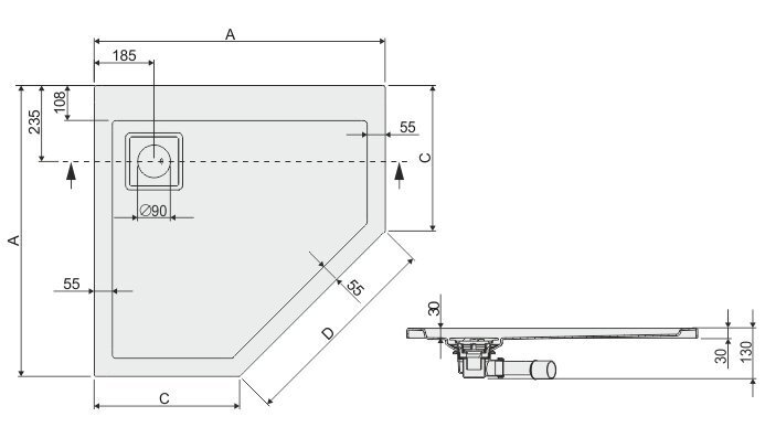 Dušialus Sanplast Space Line BPK/Space 90x90x3, libisemiskindla pinnaga, pergamon цена и информация | Dušialused | hansapost.ee