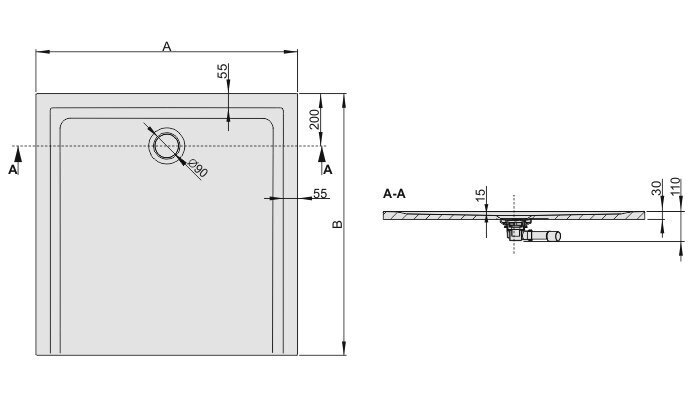 Dušialus Sanplast Space Mineral B-M/Space 110x110x1,5 värv hall hind ja info | Dušialused | hansapost.ee