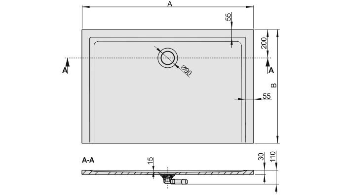 Dušialus Sanplast Space Mineral B-M/Space 75x90x1,5 värv hall asfalt hind ja info | Dušialused | hansapost.ee