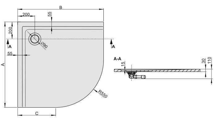 Dušialus Sanplast Space Mineral BP-M/Space 90x90x1,5 värv hall hind ja info | Dušialused | hansapost.ee