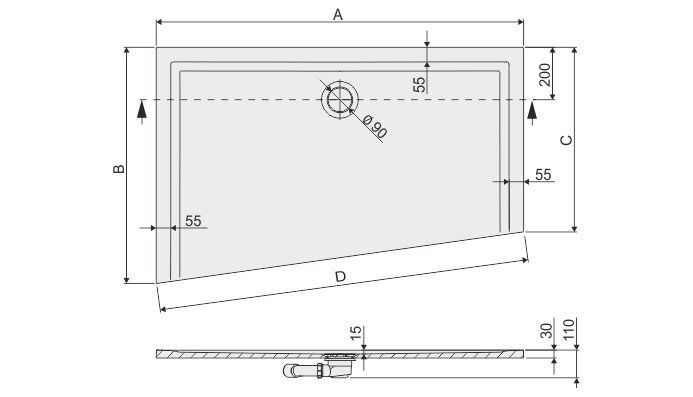 Dušialus Sanplast Space Mineral BTL-M/Space 90x130x1,5 värv kreem hind ja info | Dušialused | hansapost.ee