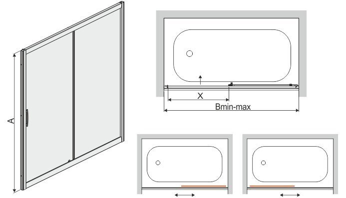 Vannisein Sanplast TX D2-W/TX5b 120s, profiil pergamon, dekoreeritud klaas grey цена и информация | Vannitoa lisatarvikud | hansapost.ee