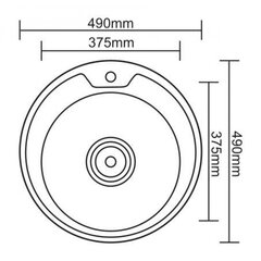 Roostevabast terasest valamu D4949UA 490x490x0.6 sifooniga hind ja info | Köögivalamud | hansapost.ee