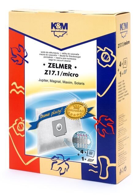 Tolmukott K&M Z17.1, 4 tk + mikrofilter hind ja info | Tolmuimejate lisatarvikud | hansapost.ee