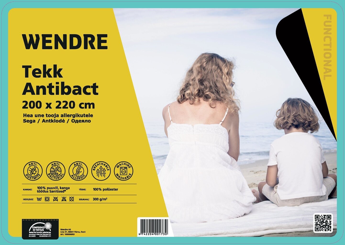Tekk Wendre Antibact, 200x220 cm hind ja info | Tekid | hansapost.ee