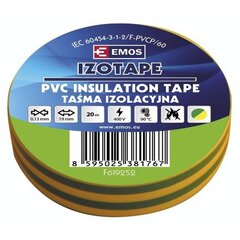 PVC isoleerteip IZOTAPE E 19/20 roheline/kollane цена и информация | Ручной инструмент, 18 В 125 мм бесщеточная угловая шлифовальная машина для Makita Cordless, замена литий-ионного аккумулятора | hansapost.ee