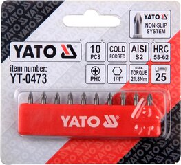 Kruvikeeraja otsikute komplekt Yato PH0x25mm 1/4", 10 tk hind ja info | Käsitööriistad | hansapost.ee