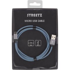 Кабель для мобильного телефона STREETZ USB 2.0, A-micro B, 1.0 м, синий / MICRO-117 цена и информация | Кабели для телефонов | hansapost.ee