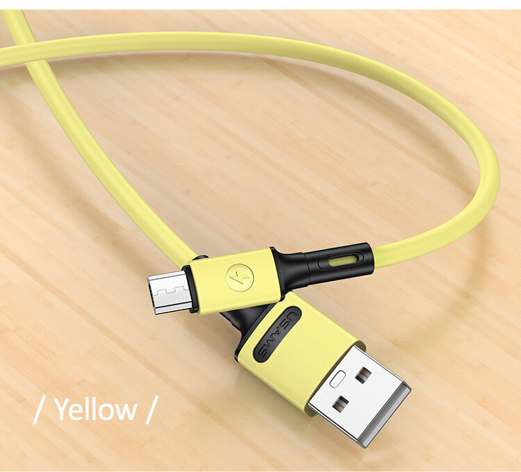 Kaabel USB/Micro USB USAMS, kollane, 100cm hind ja info | Mobiiltelefonide kaablid | hansapost.ee