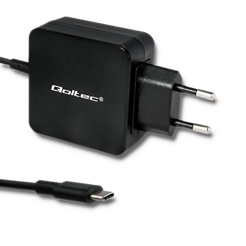 Laadija Qoltec 45 W, 20 V, 2,25 A, USB-C, must hind ja info | Laadijad mobiiltelefonidele | hansapost.ee