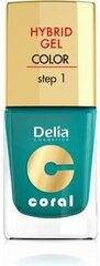 Geeljas küünelakk Delia Cosmetics Coral Hybrid Step1 11 ml, 10 Metal Green hind ja info | Küünelakid ja küünelakieemaldajad | hansapost.ee