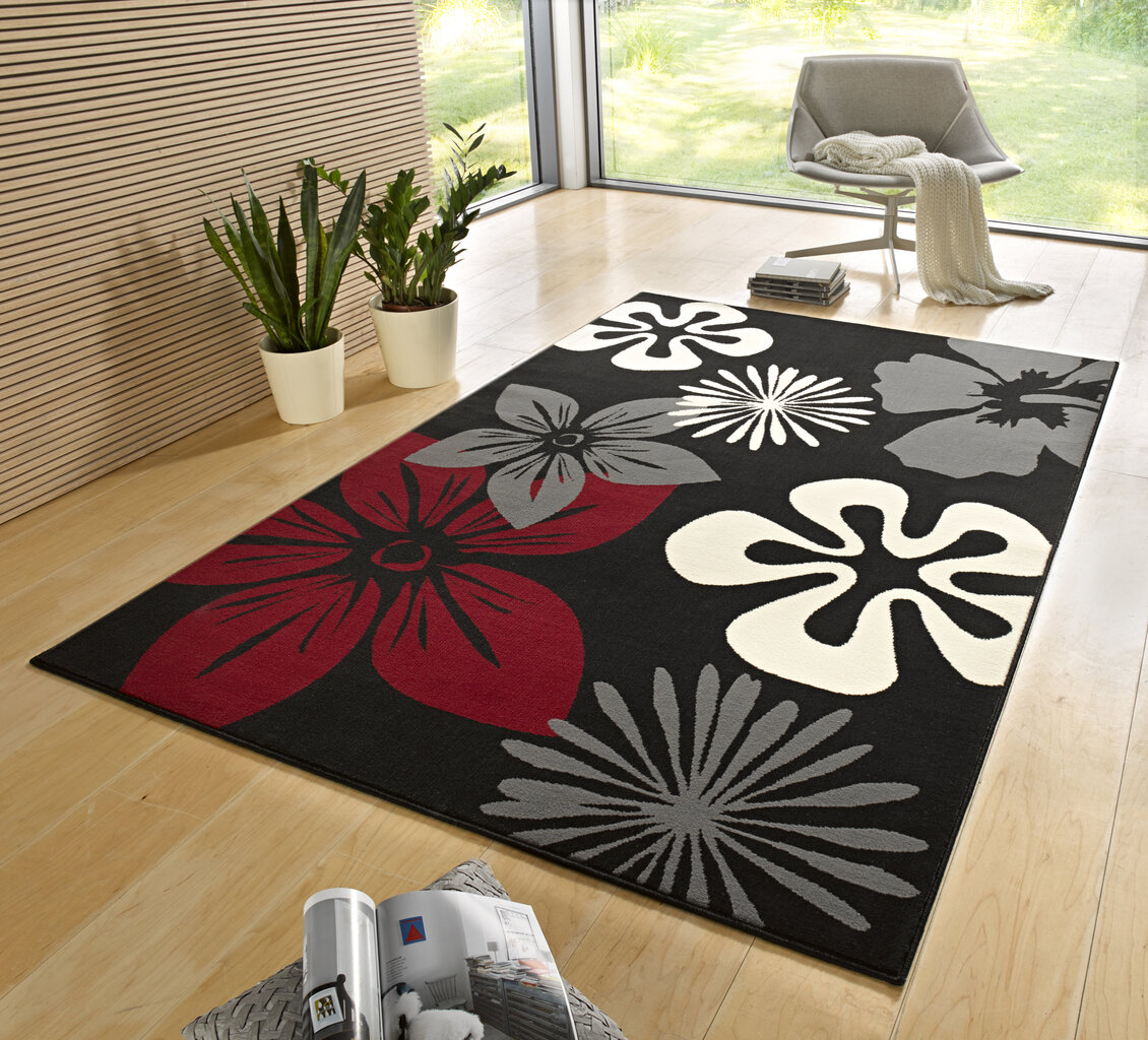 Vaip Hanse Home Gloria Flora Black Red, 80x150 cm hind ja info | Vaibad | hansapost.ee