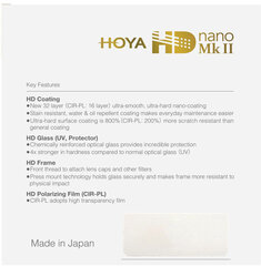 Hoya фильтр круговой поляризации HD Nano Mk II 55 мм цена и информация | Фильтр | hansapost.ee