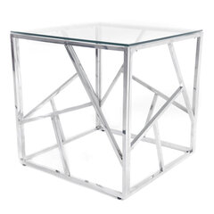 Metalinis kavos staliukas Glamour, 55x55 cm, pilkas,skaidrus price and information | Coffee tables | hansapost.ee