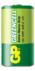 GP Greencell батарейки R20 (D) цена и информация | Батарейки | hansapost.ee