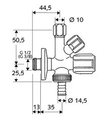 Kombineeritud ventiil Schell 1/2'' x 3/8'' d Ø10 mm x 3/4" цена и информация | Сантехнические соединения, клапаны | hansapost.ee