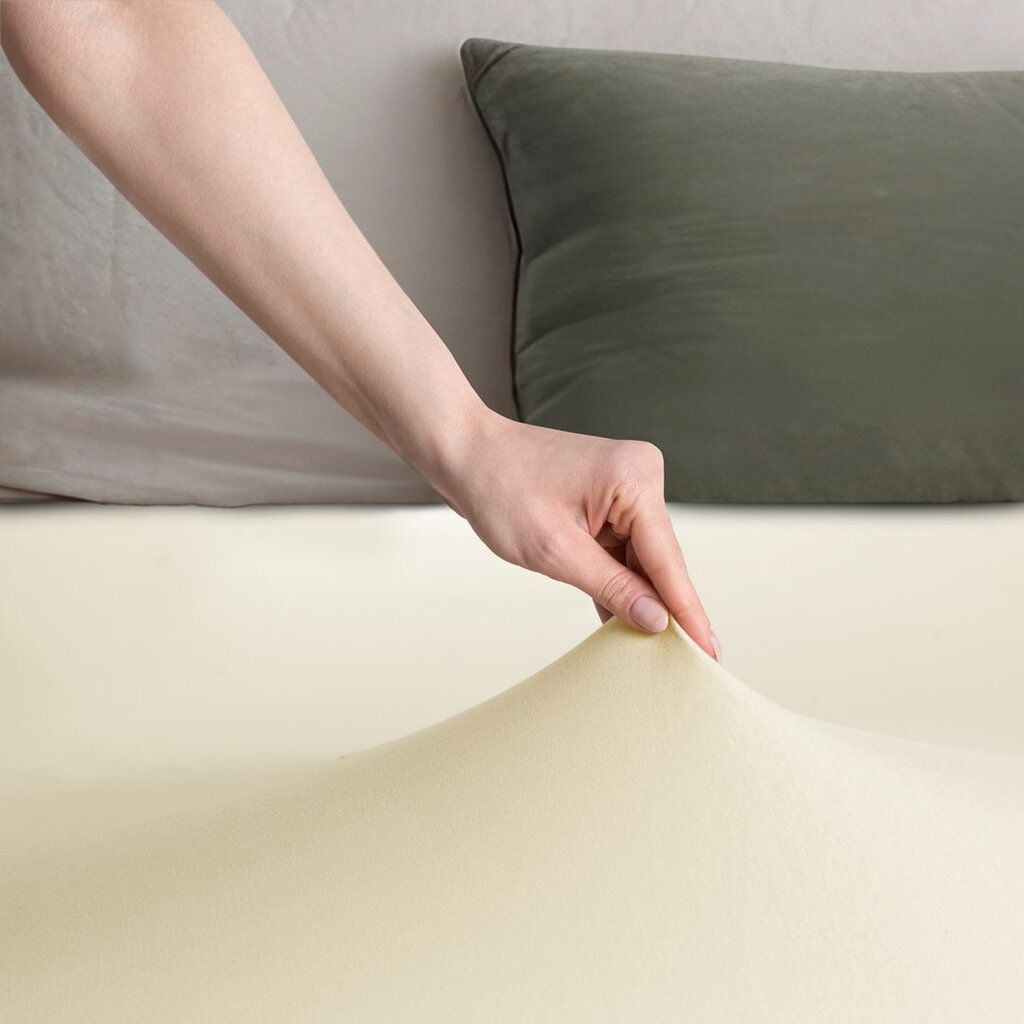 Kummiga voodilina DecoKing Jersey Amber Cream, 180x200 cm цена и информация | Voodilinad | hansapost.ee