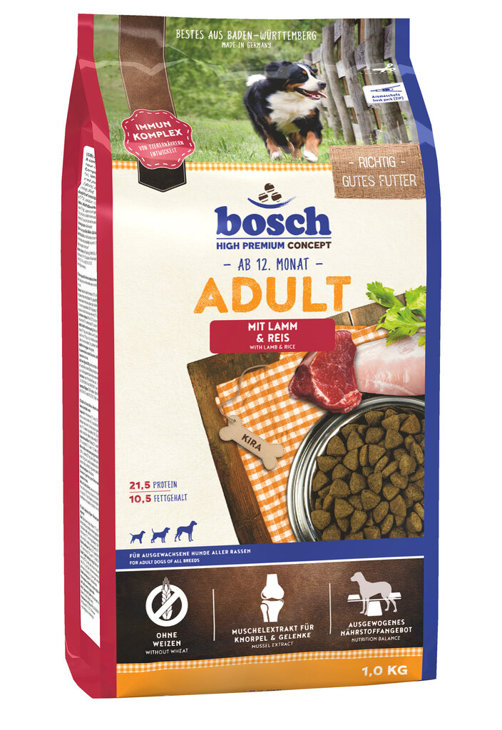 bosch Adult Lamb & Rice (High Premium) 1kg цена и информация | Koerte kuivtoit ja krõbinad | hansapost.ee