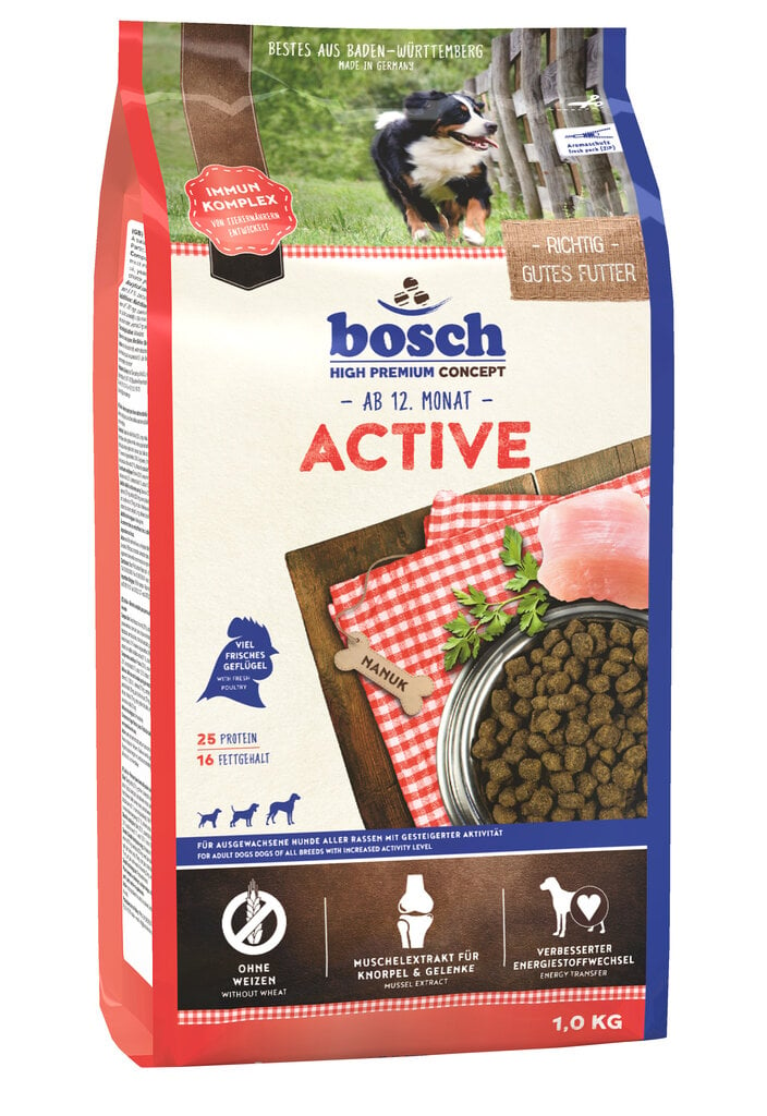 Kuivtoit koertele Bosch Active (High Premium) 1kg цена и информация | Koerte kuivtoit ja krõbinad | hansapost.ee