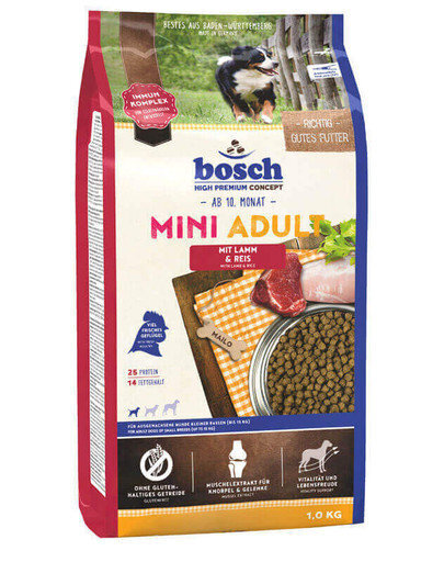 Kuivtoit koertele BOSCH Mini Adult Lamb & Rice 1kg+1kg цена и информация | Koerte kuivtoit ja krõbinad | hansapost.ee