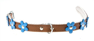 Amibelle кожаный ошейник, коричневый с синими цветами, XL цена и информация | Ошейники, подтяжки для собак | hansapost.ee