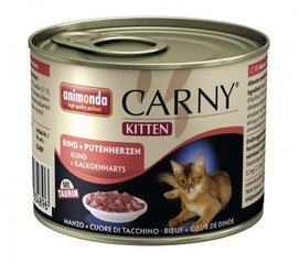 Консервы для кошек Carny kitten с мясом и сердцем индейки 0,2 кг цена и информация | Кошачьи консервы | hansapost.ee