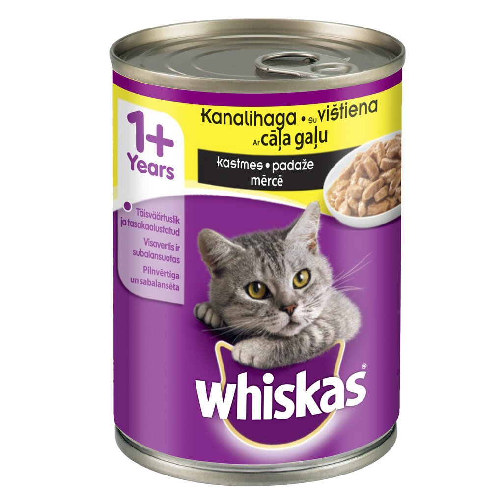 Whiskas konserv kanalihaga kastmes, 400 g цена и информация | Kassikonservid | hansapost.ee