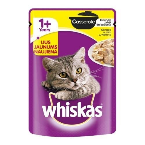 Täissööt täiskasvanud kassidele, 28 tk. "Whiskas" pajaroog kanaga 85 g, 28 tk. цена и информация | Kassikonservid | hansapost.ee