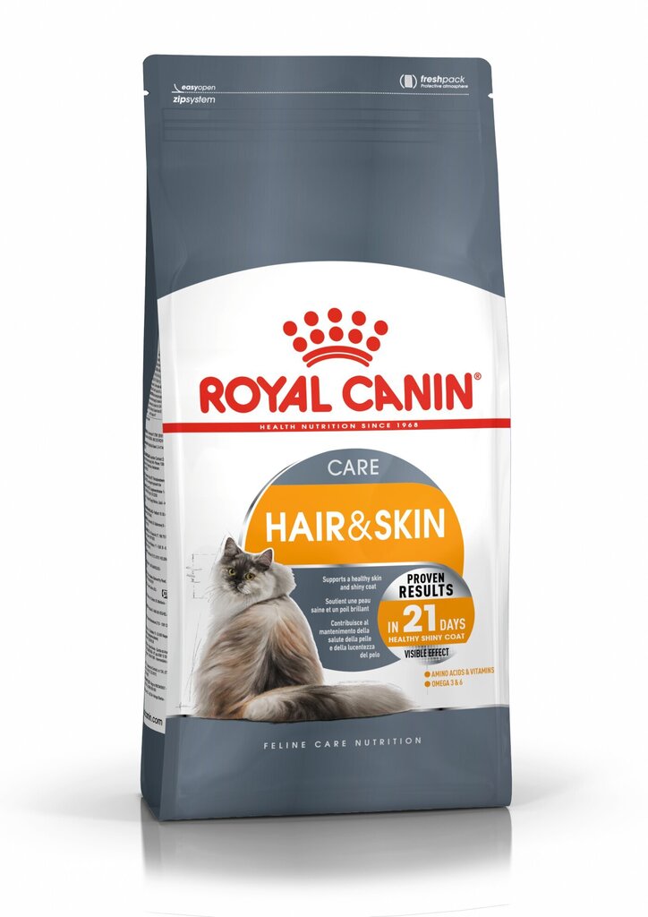 Kassitoit Royal Canin Cat Hair and skin, 10 kg hind ja info | Kassi kuivtoit ja kassikrõbinad | hansapost.ee
