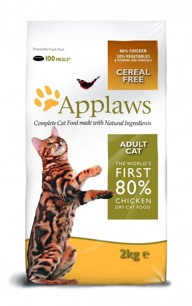 Applaws Dry Cat kanaga, 400 g цена и информация | Kassi kuivtoit ja kassikrõbinad | hansapost.ee