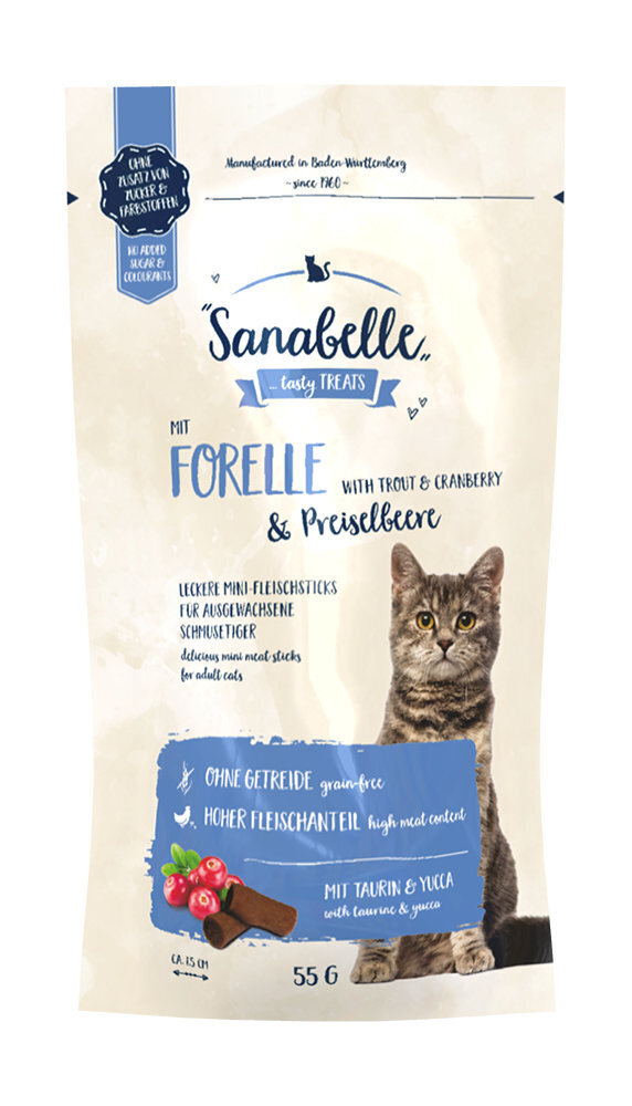 Kuivtoit kassidele Sanabelle Adult Geflugel 2kg+Snack Forelle 55g. hind ja info | Kassi kuivtoit ja kassikrõbinad | hansapost.ee