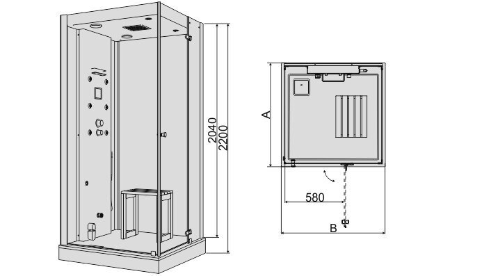 Hüdromassaažiga dušikabiin Sanplast KN/Space Line-HP 100x100 P hind ja info | Hüdromassaažiga dušikabiinid | hansapost.ee