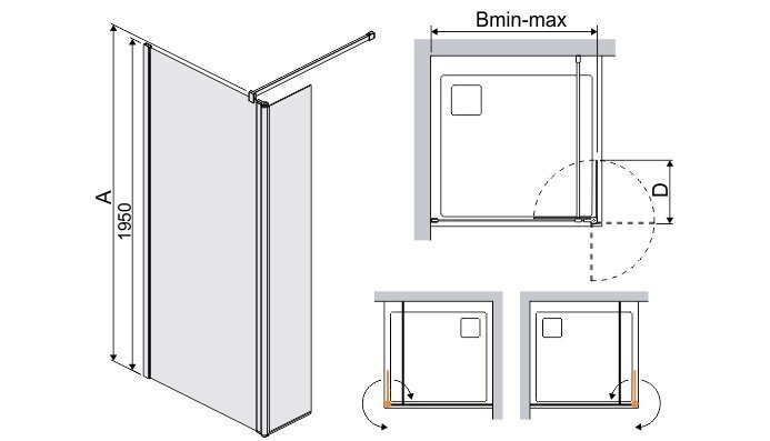 Walk-In dušikabiin Sanplast Prestige III PR2/PR III 100s, matt grafiit hind ja info | Dušiseinad ja dušiuksed | hansapost.ee