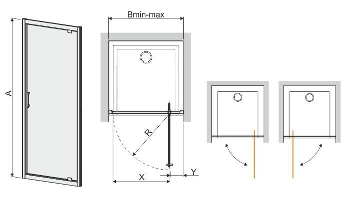 Dušikabiini uks niššile Sanplast TX DJ/TX5b 90s, hõbedane läikiv profiil, läbipaistev klaas W0 цена и информация | Dušiseinad ja dušiuksed | hansapost.ee