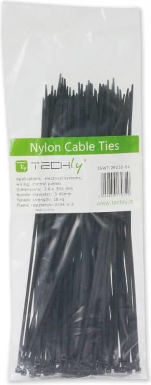 Techly Nylon Clamps 280 x 4.8mm 100 pcs, Black (306509) hind ja info | Arvutikomponentide tarvikud | hansapost.ee