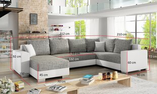 Мягкий угловой диван Marco, белый / серый цена и информация | Угловые диваны | hansapost.ee