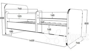 Детская кровать с матрасом и ящиком для постельного белья POLA 55, 140x70 см цена и информация | Детские кровати | hansapost.ee