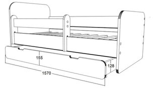 Детская кровать с матрасом и ящиком для постельного белья POLA 26, 160x80 см цена и информация | Детские кровати | hansapost.ee