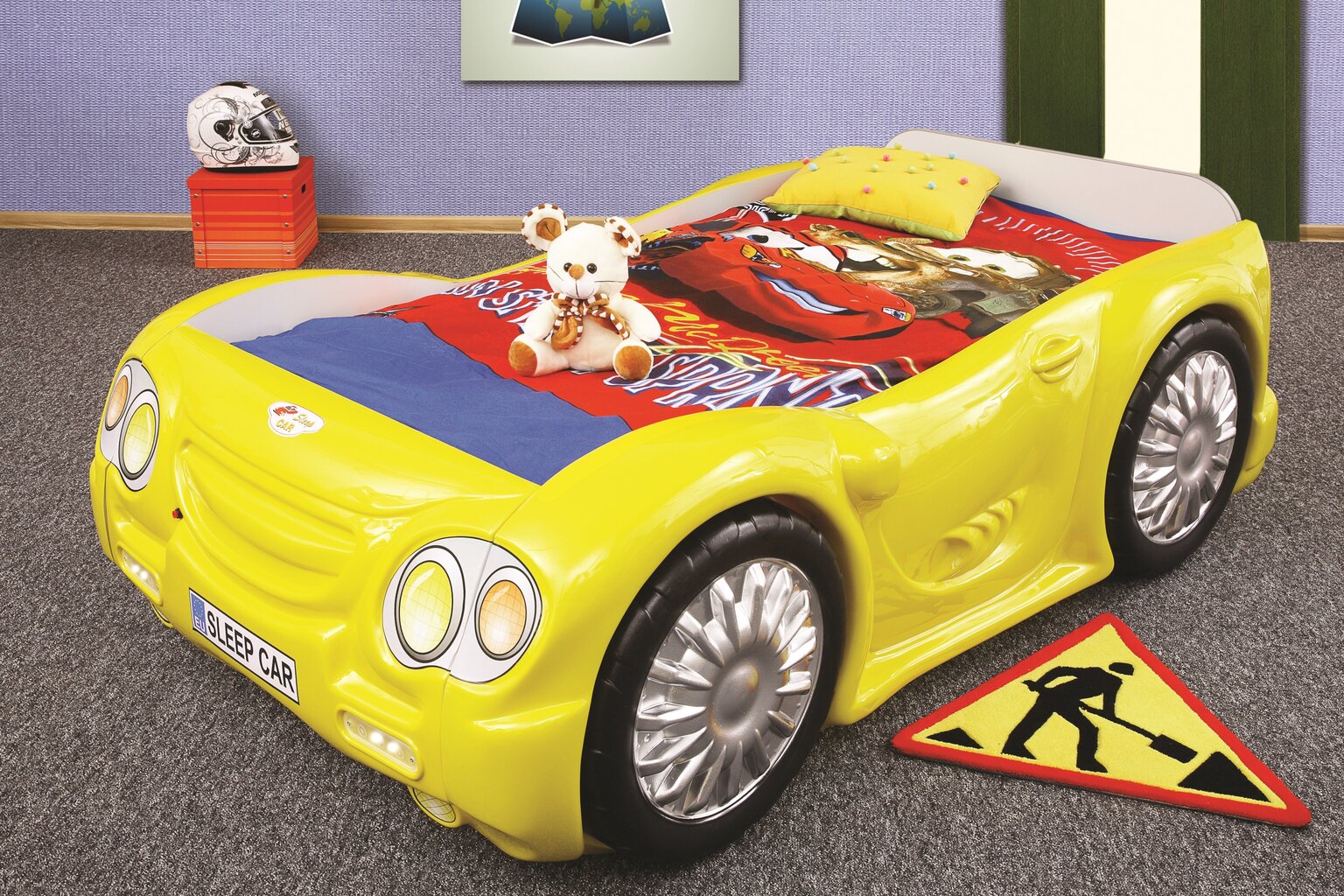 Voodi koos madratsiga Sleep Car, kollane hind ja info | Lastevoodid | hansapost.ee